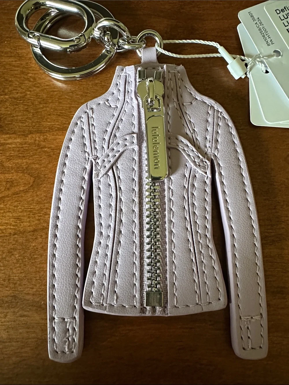Lululemon Lilac Mini Define Jacket Keychain with Silver Hardware NWT